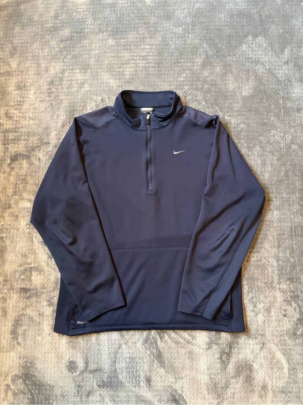 Vtg Y2K Nike Fit Dry Men's XL Navy Blue Quarter Zip Pullover Long Sleeve